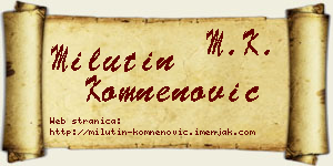 Milutin Komnenović vizit kartica